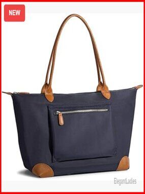 Large Lightweight Leather Nylon Tote Bag Work Travel Shoulder Purse